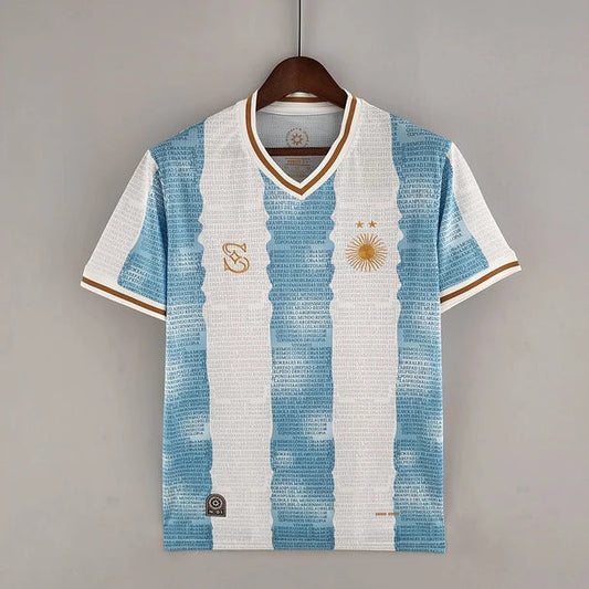 Maillot Édition Commémorative Bleu Blanc Argentine 2022 