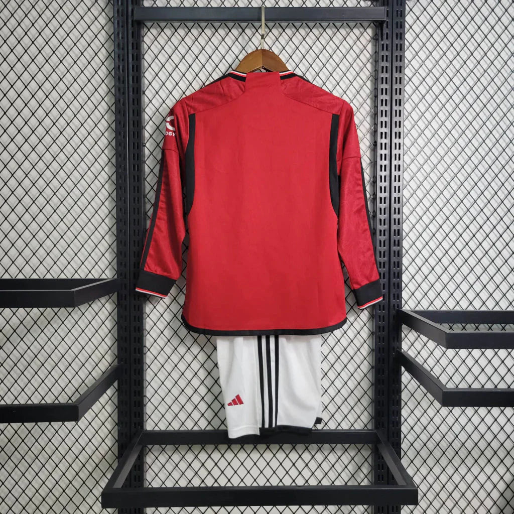 Kit Criança Principal Manchester United Manga Comprida 2023/24