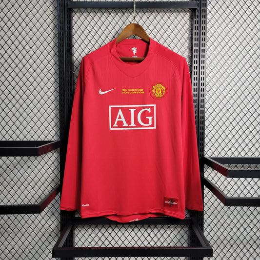 Maillot domicile à manches longues des champions de la finale de Manchester United 2007/08 