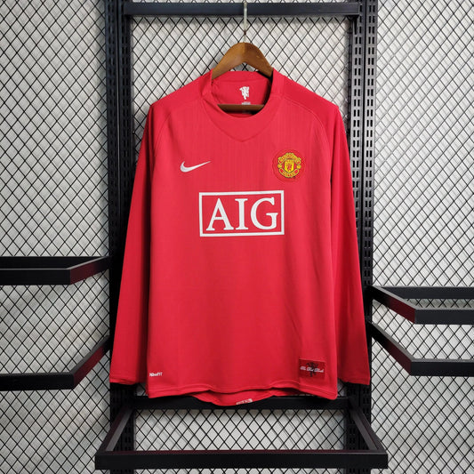 Camisola Principal Manchester United Manga Comprida 2007/08